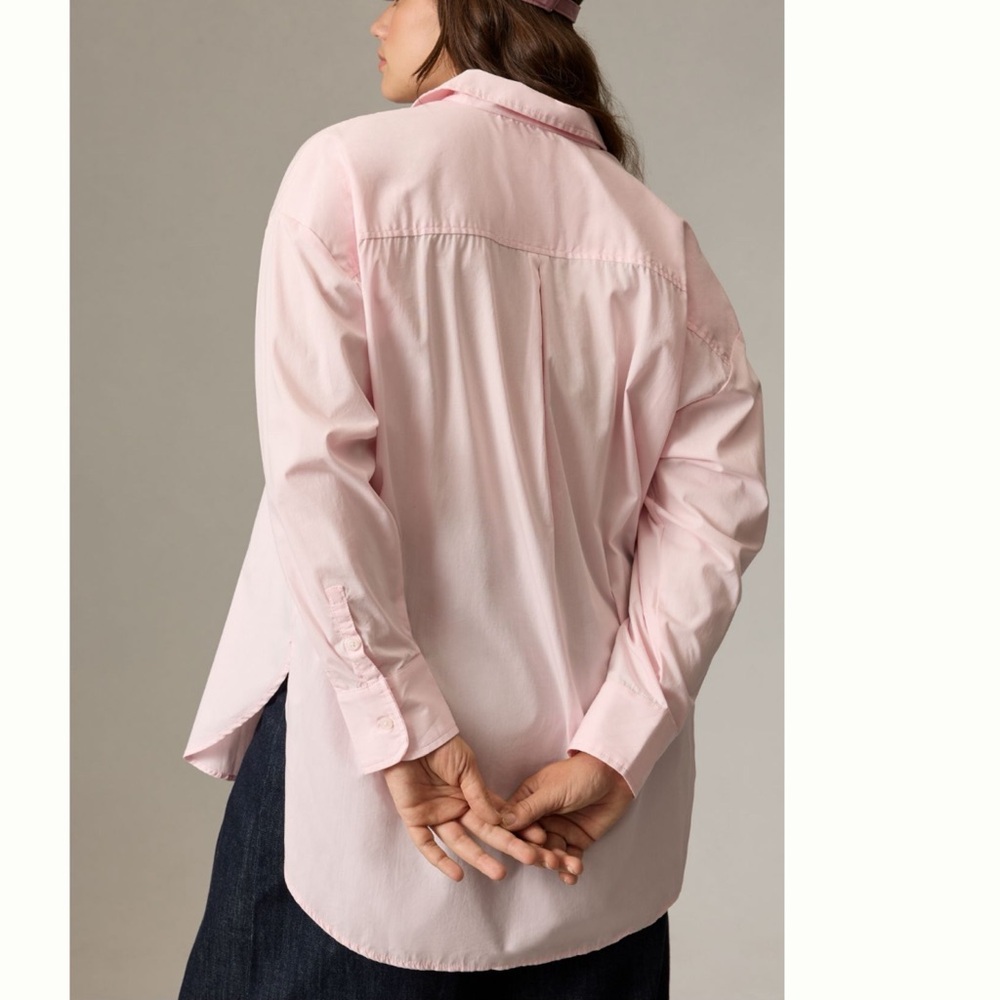 NWT Anthropologie Maeve The Bennet And Oversized Buttondown Shirt in Pink - Picture 2 of 12